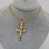 Colares pendentes 24k colar de ouro Africano Jóias de Natal Jesus Cruz para mulheres católicas com 45cm de cadeia de ondas de água