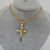 Pendentif Colliers 24k Plaqué Or Collier Africain Hommes Bijoux De Noël Jésus Croix Pour Les Femmes Catholique Avec 45cm Chaîne De Vague D'eau