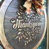 Juldekorationer Thanksgiving Bow Welcome Sign Fall Door Signs For Front Wood Pumpkin Autumn Harvest Wall Decor Supplies