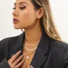 2022 nouveau tempérament petit riz perle clavicule collier femme bijoux hip hop métal vent serpent os chaîne collier