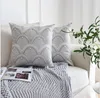 Pillow Cotton Embroidered Cover Home Decor Grey Embroidery Geometric Sofa Throw Case 45X45CM