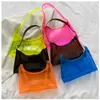Вечерние сумки неоново -желтые ярко -розовые мешки с желе, леди, сумка для подмышки лето, чистый цвет, прозрачные сумки, сумки на плечо и сумочки, телефонные сумки T221022