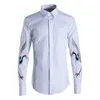 Casual shirts heren heren heren met lange mouwen slimme Chinese stijl borduurwerk slank fit mannen tops turn down kraag mode man button up shirt