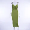 Casual Dresses Zoctuo This Knit Cami Backless Women's Party Button Sleeveless Ruched Corset Mid-Calf Sexy Robe Clubwear Vestido