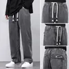 Männer Jeans Lose Fit Männer Hosen Breites Bein Baggy Streetwear Fashion Taschen Grau Schwarz Blau Gradiet Farben Denim Hosen homme