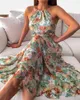 Casual jurken zomer bloemen lange jurk bohe sexy halter strapless sundress vakantiekleding voor vrouwen vakantie strand