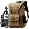 Camer Bag Canvas Waterproof Trendy Pography Bags Outdoor Wearresistenta stora kameror Ryggsäck Män för Nikon Canon Sony Fujifilm22032985