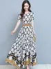 Party Dresses Women Dress Summer Vestidos Floral Print High midje Slim Short Sleeve O-Neck A-Line Beach Sukienki Robe 3249