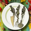 Servis upps￤ttningar 41xb Halloween present skelettskummet Metal Tabeller gaffel gaffel Kniv Kniv Flatvaror Holiday Party Decoration