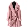 Pelliccia da donna 2022 Inverno Donna Cappotto finto Particelle Cappotto in montone di pecora Cappotto da donna di media lunghezza in lana d'agnello Capispalla femminile allentato G544