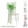 Chaves de cadeira Organza banquet arcos românticos laços de assento capa slipcovers decoração decoração de brilho diy tule tule fio protetor