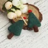 Christmas Decorations 2 Piece Cute Candy Cane Bear Animal Wool Felt Lovely Doll Craft DIY Non Finished Poked Handcraft For Kit Material