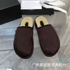 2022 Slippers designer autumn and winter new horsehair round head Baotou hollow thick bottom one foot lazy slippers casual wear Muller shoes CCity