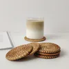 Handmade Natural Rattan Coasters Mats for Drinks Heat Resistant Reusable Wicker Boho Saucers Round Straw Trivet for Teacup