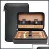 Akcesoria cygarowe akcesoria cygarowe Przenośne cedrowe drewno Humidor Skórzany opakowanie obudowa podróżna 4 cygara przechowywanie Humidors Humidifier 8044778