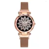 Wristwatches Women Watches Starry Sky Luxury Fashion Flower Diamond Ladies Magnet Women's Quartz Wristwatch Clock Relogio Feminino