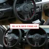 Steering Wheel Covers DIY Soft Artificial Leather Braid On The Steering-wheel Of Car With Needle And Thread Lnterior Accessories