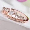 Anneaux de mariage Micro-instructions Crystal Rose Gold Crown Ring haut de gamme atmosphérique Female Jewelry Engagement