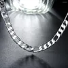 Chains Fashion Men 8MM Flat Geometry Chain 925 Color Silver Necklace For Woman Party Holiday Gifts Classic Brands Jewelry