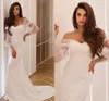 Nya ￤lsklingar Satin Wedding Dress Mermaid Long Puffy Sleeves Sweep Train Brudkl￤nningar f￶r kvinnor Vestidos de Novia 2023