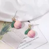 Dos boucles d'oreilles Style coréen pince pêche rose pas d'oreilles percées bijoux doux fruits frais petit trou fille