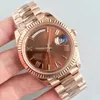 Watch 41MM Roman Number 18CT Rose Gold Shell Chocolate Dial Automatic Mechanical Movement Sapphire Glass