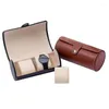 Watch Boxes Cylinder Travel Portable Storage Box Leather Jewelry Organizer Display Stand Gift Case Hasp Vintge Carrying