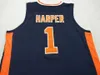 Сшитые винтажные тигры Джареда Харпера #1 колледж баскетбол Джерси Пользовательский номер.