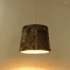 Lampes suspendues Creative Bark Lamp Art Pastoral Farmhouse El Restaurant Hanging Shop Personnalisé Chambre LED