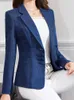 Kadınlar Suits Blazers Zarif Kadınlar Sonbahar Blazer Sıradan Uzun Kollu Profesyonel Moda Ofis Lady Business Slim Single Breated Coats Yeni 2022 T221027