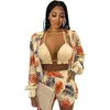 Dames Trainingspakken POFGD 2022 Zomer Kleurrijke Print Zwemmen Bikini Slanke outfit Trainingspak 3-delige set Geplooid Chic Dames Elegante sets