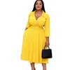 Plus Size Kleider Kleid Stil Anzug Kragen Taille Fest Schlank Große Damenmode Pendler Büro Elegant 2022 Herbst Winter