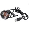 Luzes noturnas Super Bright 3 Clipe de porta LED no local Lâmpada de luz USB para laptop PC preto