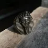 Anelli a grappolo Anello faraone egiziano Vintage Egitto Tutankhamon Gioielli da motociclista punk in acciaio inossidabile antico da uomo