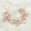 Haarclips Handgemaakte romantische roségouden band Pearl Lint Wedding Headbands Bruidale optocht hoofdstukken voor dames tiaras sieraden