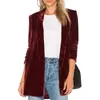 Damespakken Women S Casual Fashion Velvet Blazer Rapel Rapel Lange Mouw Formele Bussiness Cardigan Suit jas