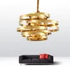 Anhängerlampen moderne LED -Leuchten Gold Ring Edelstahl Atmosphäre Leichte Luxus -Esszimmerlampe