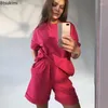 Survêtements Femmes Femmes Home Suit Shorts avec T-shirt Femme Top et Loose Oversize Été Deux pièces Ensemble Rose Survêtement Casual Ensembles