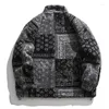 Jackets para hombres Autumn Winter Velvet Chaqueta Fashion Hip Hop Bandana Bandana Fit Fit Fit Vintage Outerwear Patr￳n de Paisley