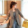 Women's Suits Blazers Spring and Autumn Plaid Suit Jacket Ladies Korean Office Slim Long-sleeved Pocket Jacket Plus Size Casual Blazer Traf Ropa Mujer T221027