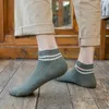 Herrstrumpor 5Pair Classic Men Short Stripes Cotton Mens Fashion Sock 2022 Spring/Summer Boat