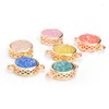 Pendant Necklaces 6Pcs/lot Gold Frame Red Pink White Yellow Green Blue Chakra Stone For DIY Necklace Bracelet Making