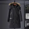 Piumino da uomo Giacca invernale da uomo Parka lungo Cappotto bianco Collo di pelliccia maschile Spessore caldo Plumifero Hombre Cappotto da neve