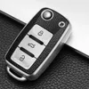 Leder -TPU -Auto -Fern -Key -Deckungshülle für Volkswagen VW Polo Tiguan Passat Skoda