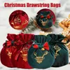 Gift Wrap 1PC Christmas Reindeer Candy Bag Velvet Santa Sacks Drawstring Decoration Kids Party Favor Year
