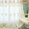 Curtain European Curtains For Living Dining Room Bedroom Chenille Green Gold With Thread Flowers Blackout Embroidery Sliding Door Drapes