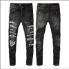 2022 Designer heren jeans hiphop mode rits gat wassen spijkerbroek retro gescheurde vouw stiksels mannen ontwerp motorrijden coole slanke broek paarse jeans voor dames #299