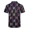 2022 高級デザイナー男性ビジネスブラックゴールドプリントシャツメンズドレスシャツスタンドカラーボタンアップシャツシュミーズ M-3XL