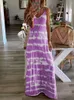 Casual Dresses Women Robe Sexig Maxi Dress Summer 2022 ￄrml￶s V-ringad randig L￶st Big Swing Backless Overdimensionerad Vestidos