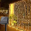 Stringhe BEIAIDI 3x3M 2x3M Tenda per finestra ad energia solare Stringa Luce Giardino esterno Natale Stellato Stella Fata Ghirlanda Ghiacciolo